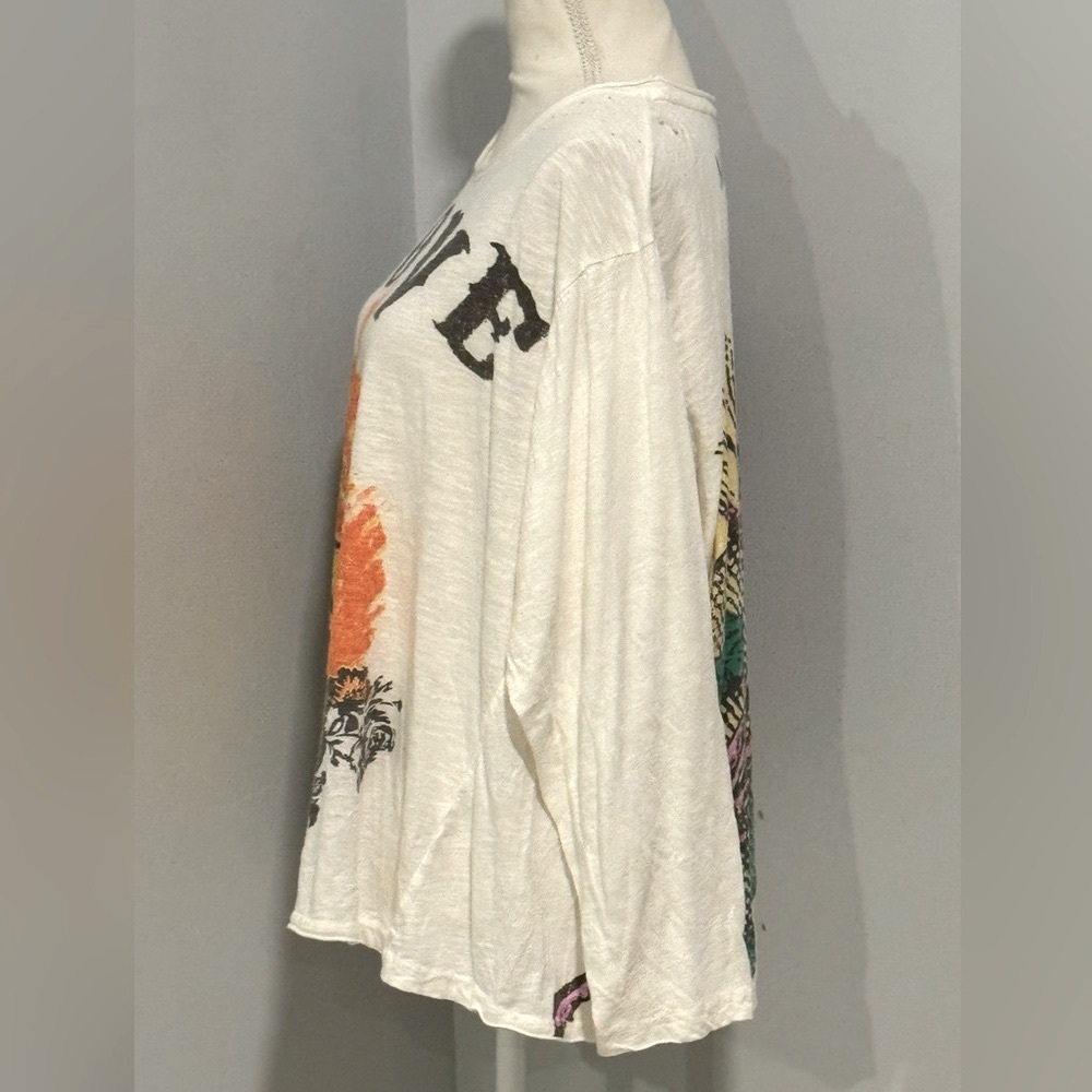 Magnolia Pearl Cotton Love On Fire Long Sleeve Tee - Cream and Orange - Picture 2 of 4